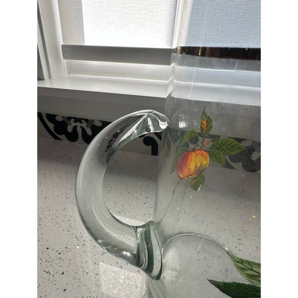 Vintage MCM West Virginia Water Pitcher Fruit Gold Trim - Picture 4 of 4